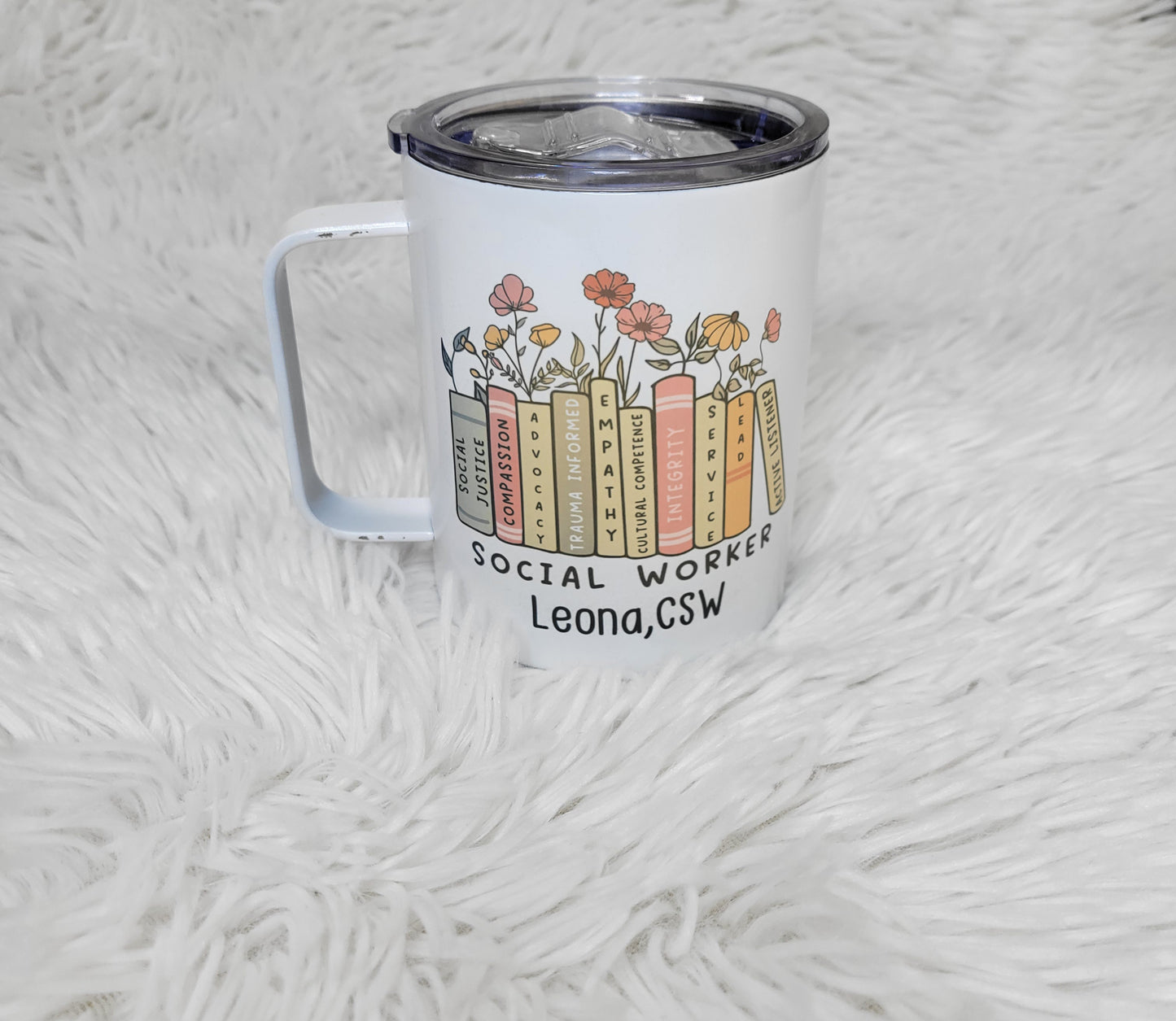 Social Worker Books 12 oz Travel Mug